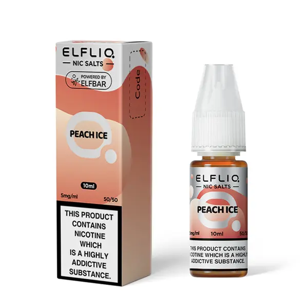  Peach Ice Nic Salt E-Liquid by Elf Bar Elfliq Salts 10ml 